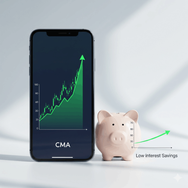 CMA 통장과 일반 저축의 효율성을 비교하는 이미지