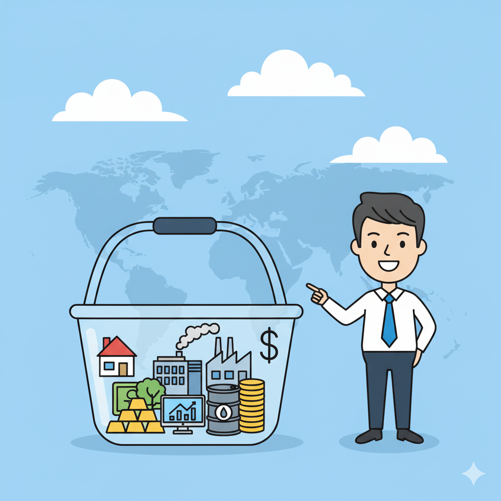 초보자가 투자하기 좋은 ETF의 의미를 설명하는것으로 여러가지 주식을 한바구니에 넣는걸로 설명